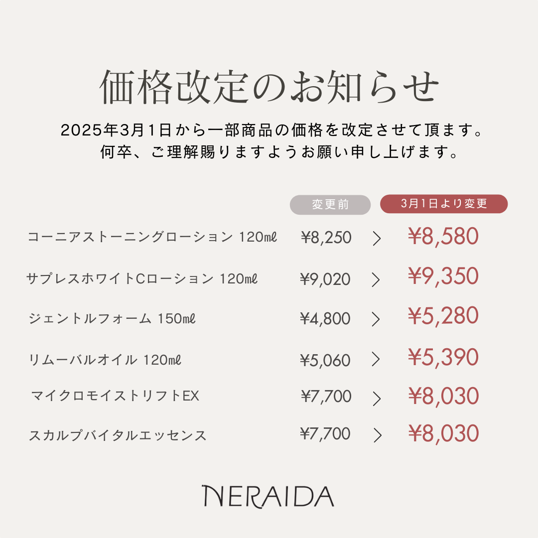 価格改定のお知らせ – NERAIDA
