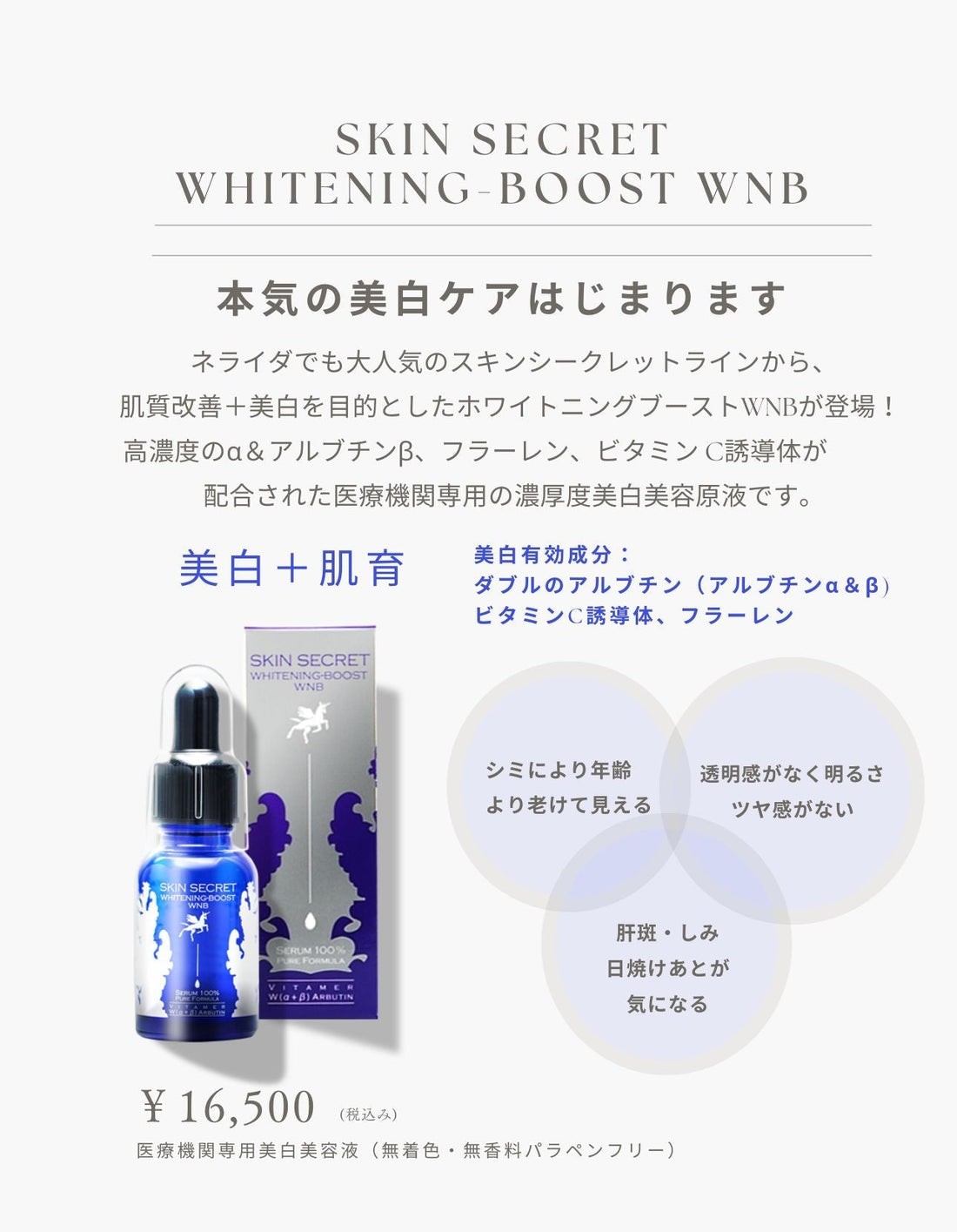 医療機関限定取扱い”美白美容液”スキンシークレットホワイトニングブースト発売開始！